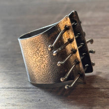 Load image into Gallery viewer, Wide band brutalist style sterling silver ring