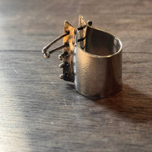 Load image into Gallery viewer, Wide band brutalist style sterling silver ring