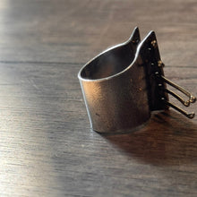 Load image into Gallery viewer, Wide band brutalist style sterling silver ring
