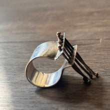 Load image into Gallery viewer, Wide band brutalist style sterling silver ring