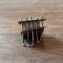Load image into Gallery viewer, Wide band brutalist style sterling silver ring